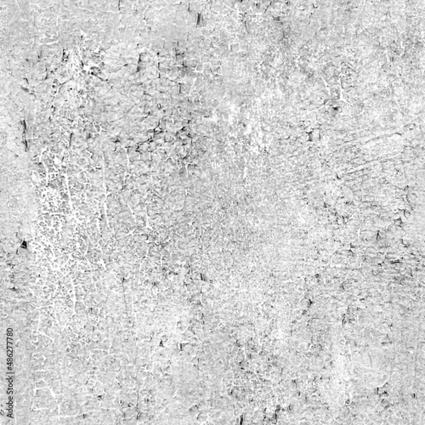 Fototapeta Cracked paint grunge map alpha texture. Wall imperfection seamless pattern. Grayscale abstract background