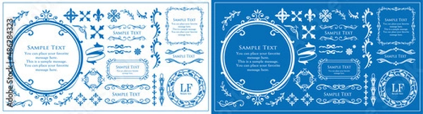 Fototapeta 春の植物モチーフのフレームセット。ビンテージフラワー。装飾デザイン。流行りのあしらい