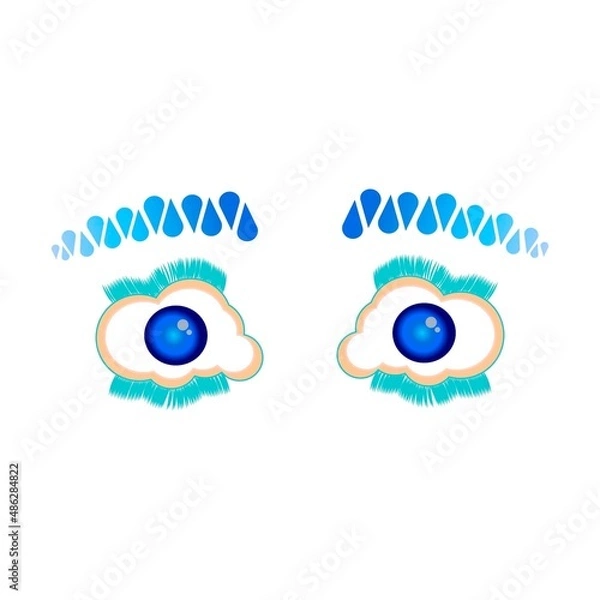 Obraz Surrealism. Eyes in the form of clouds with eyebrows in the form of raindrops.
