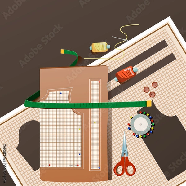 Fototapeta needlework set/ cutting process/ handmade