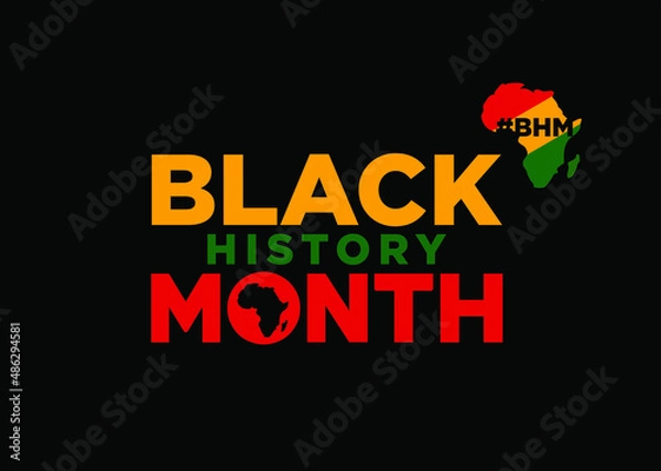 Fototapeta Black History Month celebration design. Vector illustration and icon symbol. Logotype and word mark.