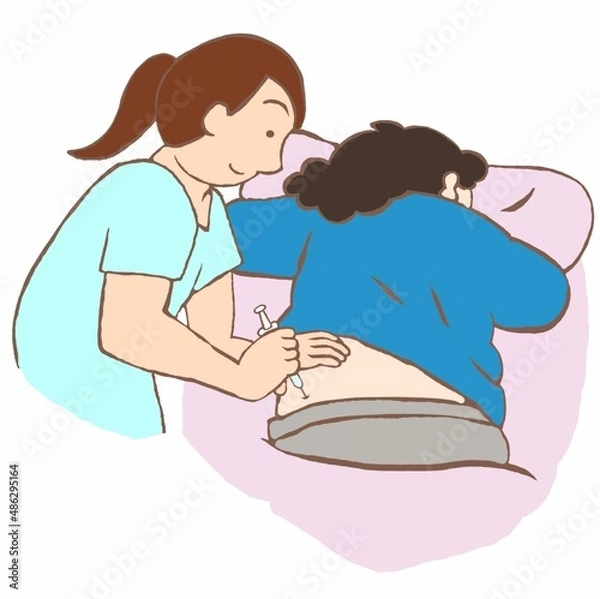 Obraz 持効性注射剤の筋肉注射を受ける統合失調症の女性のイラスト