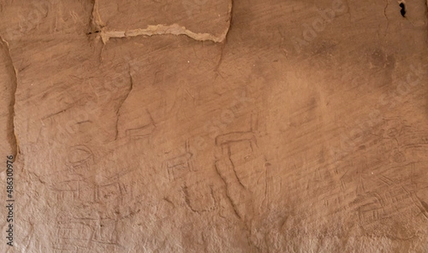 Fototapeta Rock  carvings from the time of the Egyptian kingdom carved into the stone rock in Timna National Park near Eilat, southern Israel.