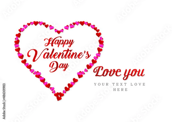 Fototapeta Happy valentines day and love you banner with sparkle heart shape premium vector 