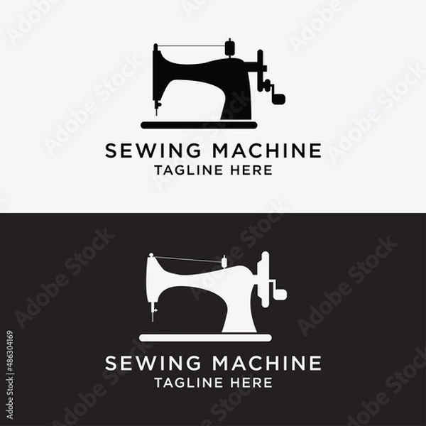 Fototapeta Set Sewing machine logo. Textile logo. Custom vector logo template.