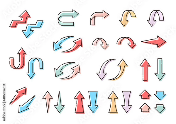 Fototapeta 矢印　アップ　ダウン　シンプル　破線　セット