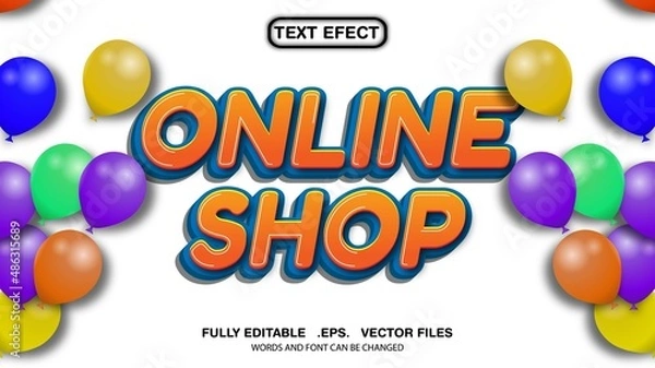 Fototapeta 3d editable text effect online shop theme premium vector