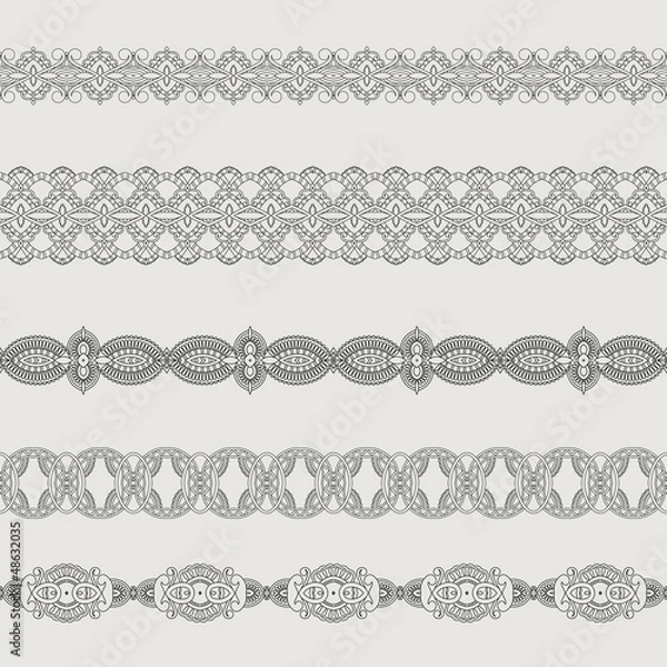 Fototapeta Set of ornamental ribbons. Seamless pattern stripe. Silhouette