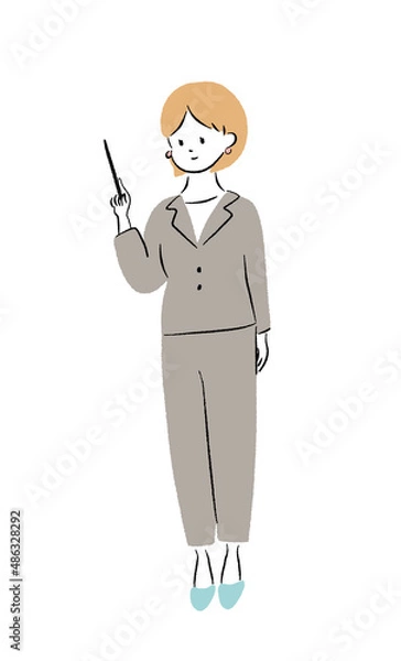 Obraz スーツを着た女性　指示棒で説明