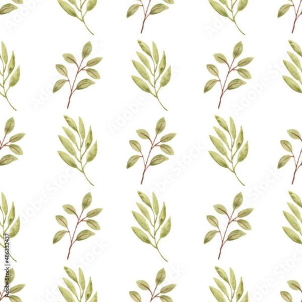 Fototapeta Watercolor leaf seamless pattern