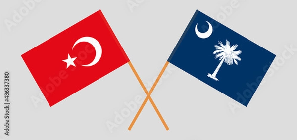 Fototapeta Crossed flags of Turkey and The State of South Carolina. Official colors. Correct proportion
