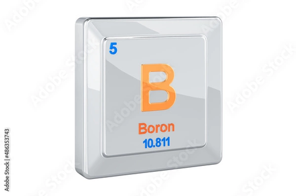Fototapeta Boron B, chemical element sign. 3D rendering