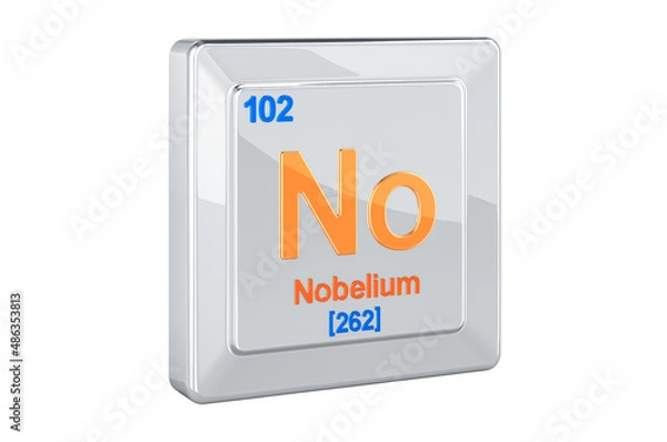 Fototapeta Nobelium No, chemical element sign. 3D rendering
