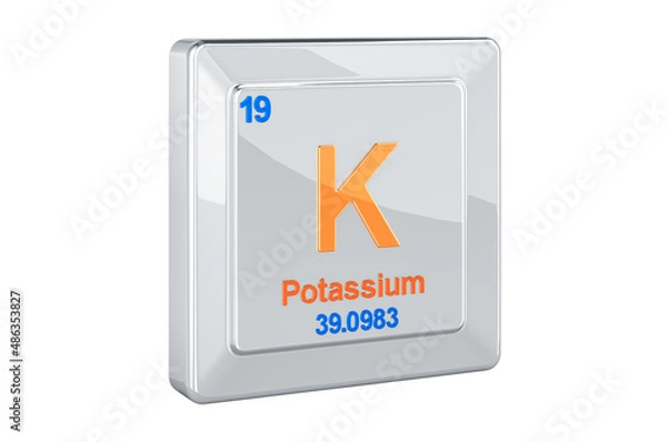 Fototapeta Potassium, K chemical element sign. 3D rendering