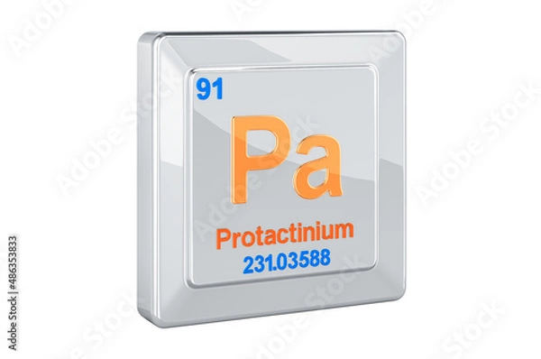 Fototapeta Protactinium or protoactinium, Pa chemical element sign. 3D rendering