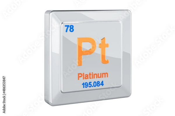 Fototapeta Platinum Pt, chemical element sign. 3D rendering