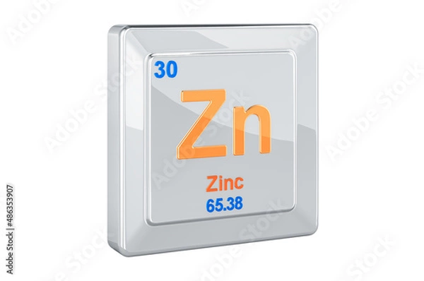 Fototapeta Zinc Zn, chemical element sign. 3D rendering