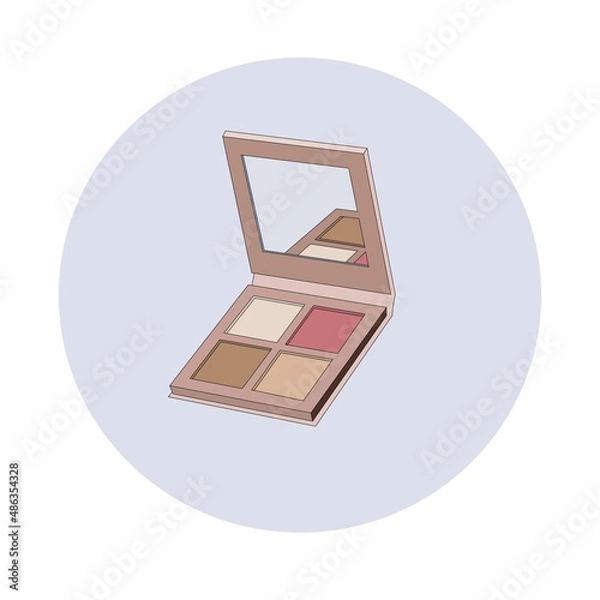 Fototapeta Pastel eye shadow palette with mirror in plastic case icon illustration isolated on grey background
