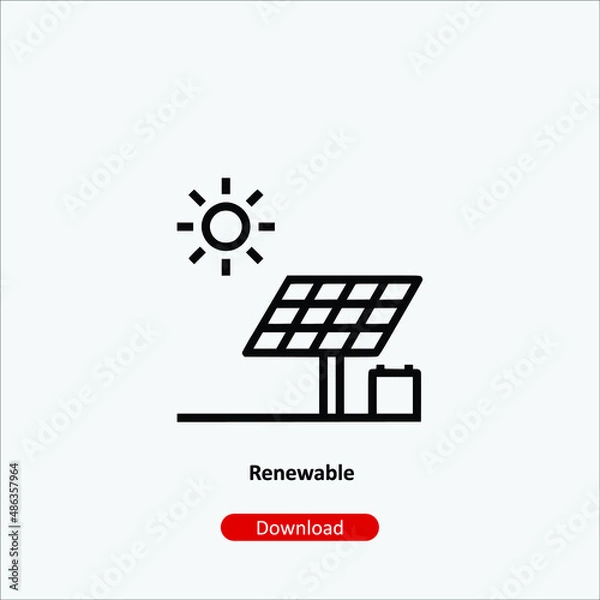 Obraz Renewable - icon vector icon. Editable stroke. Linear style sign for use web design and mobile apps, logo. Symbol illustration. Pixel vector graphics - Vector
