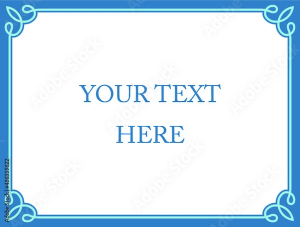 Fototapeta Blue border frame board. Vector background. Simple rectangular billboard, plaque, signboard or label 
