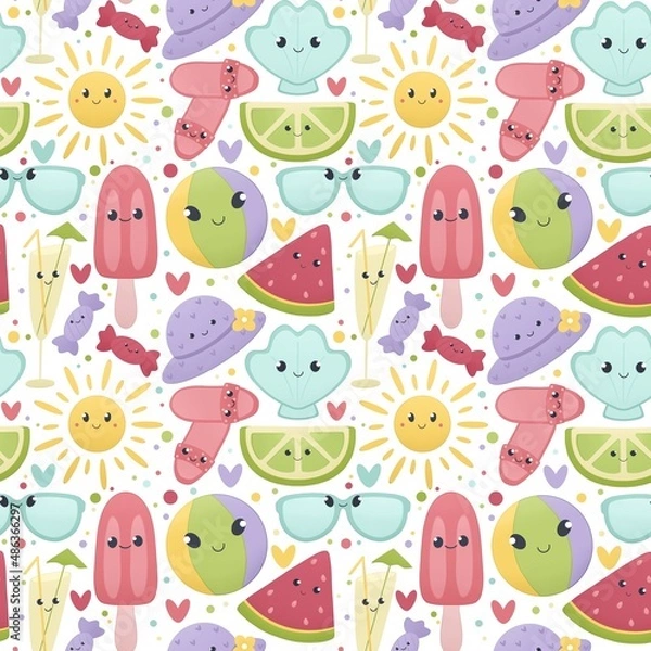Fototapeta cute summer pattern for kids