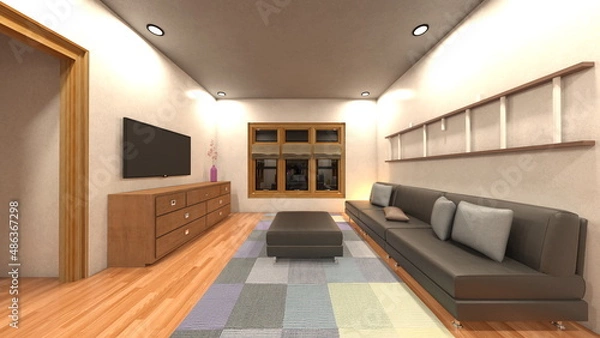 Fototapeta 夜景が見えるリビングルーム  