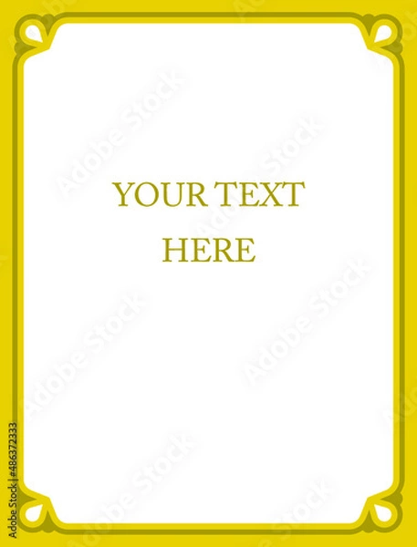 Fototapeta Yellow border frame book page. Vector background. Simple rectangular billboard, plaque, signboard or label 