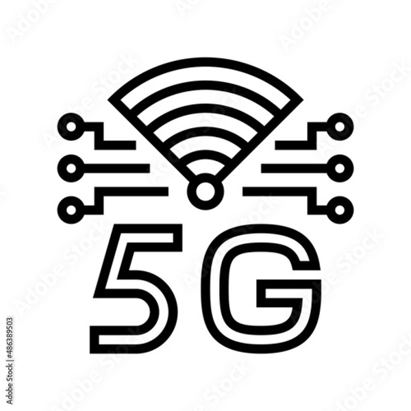 Fototapeta 5g high speed network line icon vector. 5g high speed network sign. isolated contour symbol black illustration
