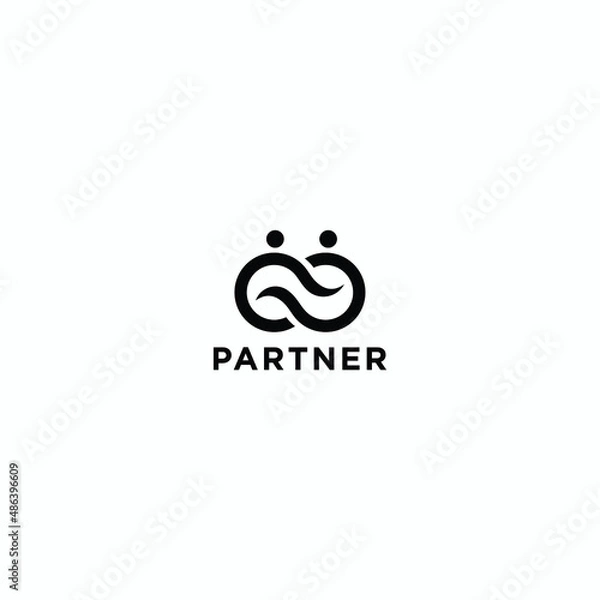 Fototapeta Partner Network Logo Design Template Two people team together 