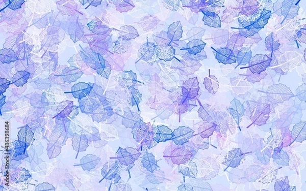 Obraz Light BLUE vector doodle pattern with leaves.