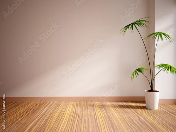 Fototapeta empty interior with a palm