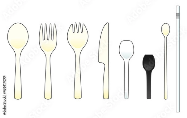 Obraz プラスチック製品 スプーン・フォーク・ナイフなどのセット