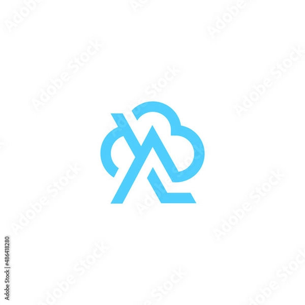 Fototapeta Vector Logo Cloud LA AL Letter, Server Hosting Domain Technology Design