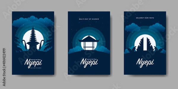 Obraz Flat Nyepi Greeting Template Bundle