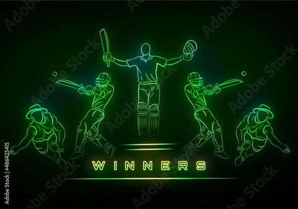 Obraz cricket player neon winner abstract art vector
