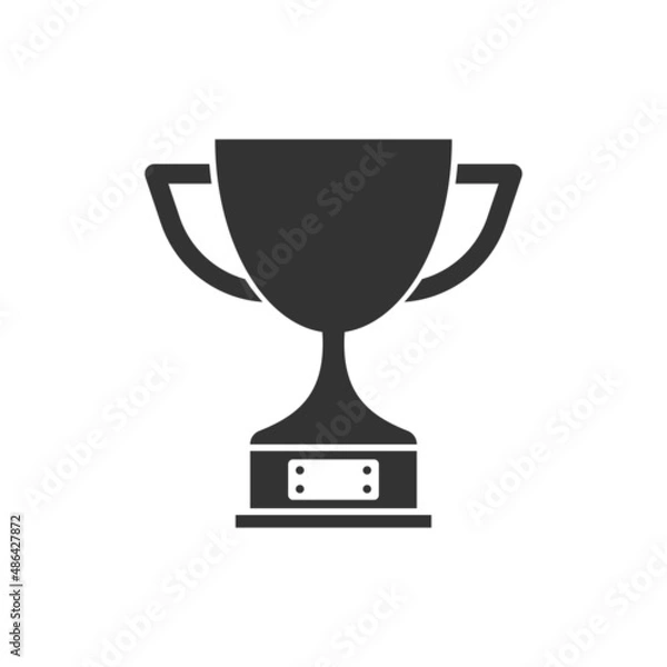 Fototapeta Trophy cup icon in flat style. Goblet prize vector illustration on isolated background. Award sign business concept.