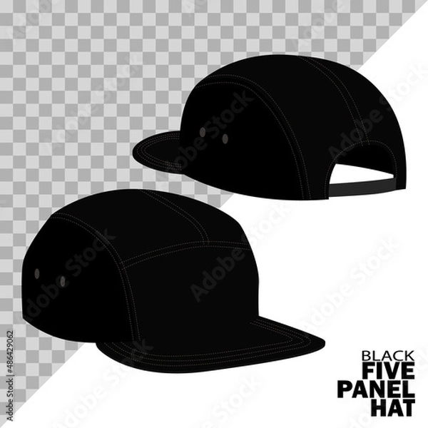 Obraz black five panel hat isolated on a white background and easy to edit. vector