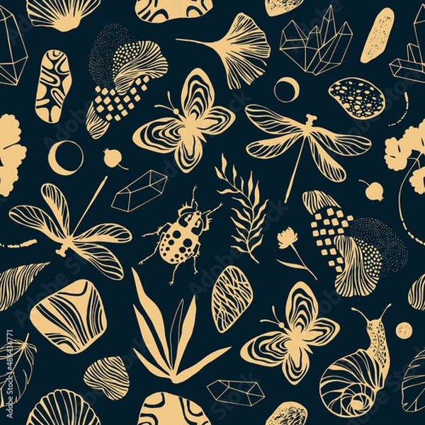 Obraz Vintage seamless pattern with butterflies.
