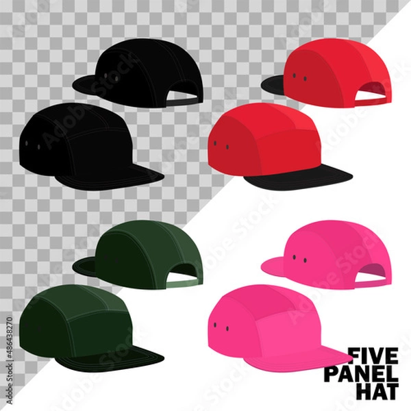 Obraz set five panel hat isolated on a white background and easy to edit. vector