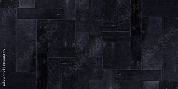 Obraz Black wooden panel or table texture. Panoramic background. 
