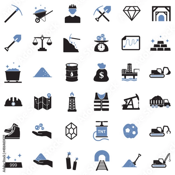 Fototapeta Mining Icons. Two Tone Flat Design. Vector Illustration.
