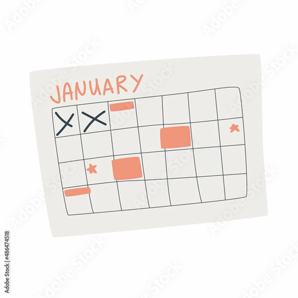 Fototapeta Plan your schedule on the calendar with the app. Set tasks, reminder and note in business planner. January physical calendar.