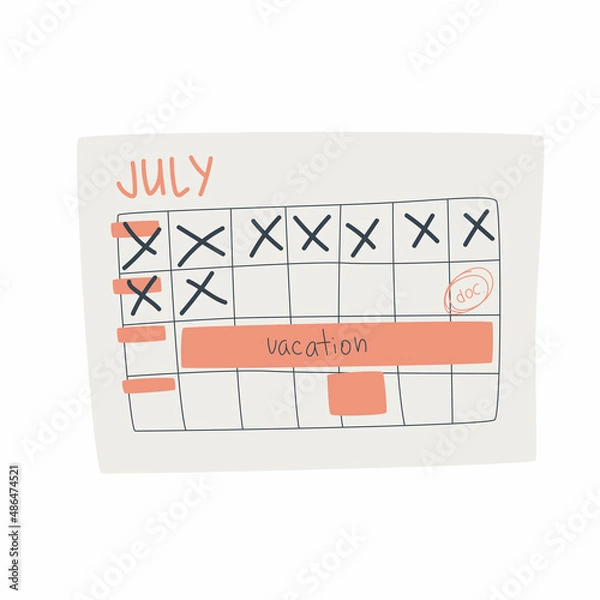 Fototapeta Plan your schedule on the calendar with the app. Set tasks, reminder and note in business planner. July physical calendar.