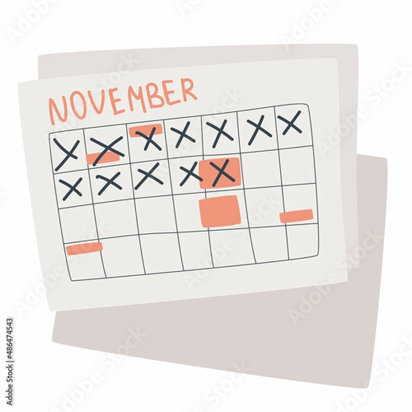 Fototapeta Plan your schedule on the calendar with the app. Set tasks, reminder and note in business planner. November physical calendar.