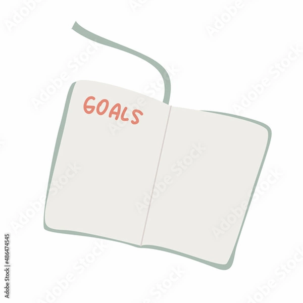 Fototapeta Open diary with goals. Planner. The concept of planning time and achieving goals. Time management.