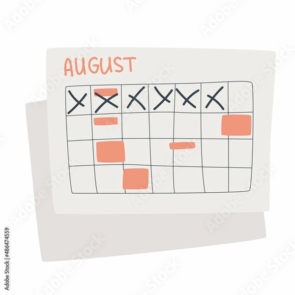 Fototapeta Plan your schedule on the calendar with the app. Set tasks, reminder and note in business planner. August physical calendar.
