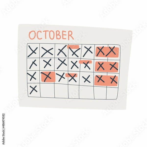 Fototapeta Plan your schedule on the calendar with the app. Set tasks, reminder and note in business planner. October physical calendar.