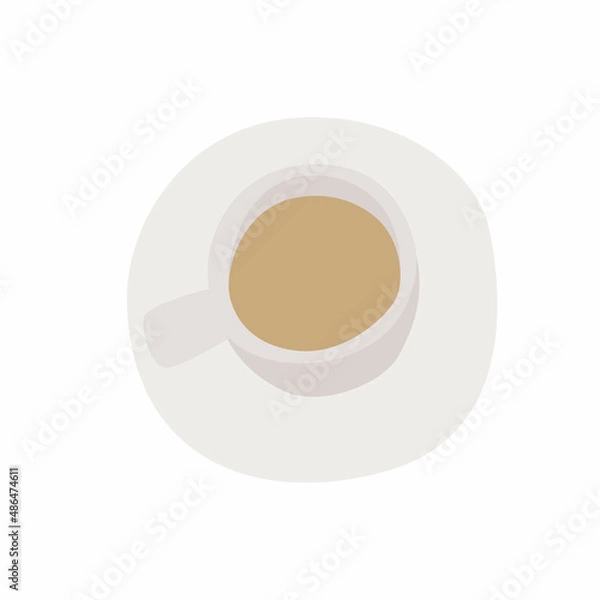Fototapeta Coffee cup with delicious fragrant coffee, top view. Saucer cup.