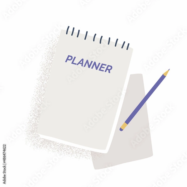 Fototapeta An open notepad on a spiral with an inscription planner and a pencil. You can make any entries in it. Productive day and productive life concept.