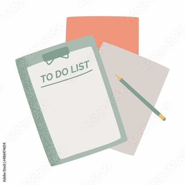 Fototapeta List to do. Make a list. Tablet with a white sheet what to do. Includes pencil and extra sheets.